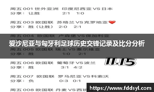 爱沙尼亚与匈牙利足球历史交锋记录及比分分析
