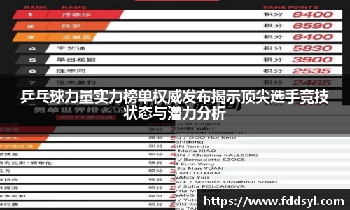 乒乓球力量实力榜单权威发布揭示顶尖选手竞技状态与潜力分析